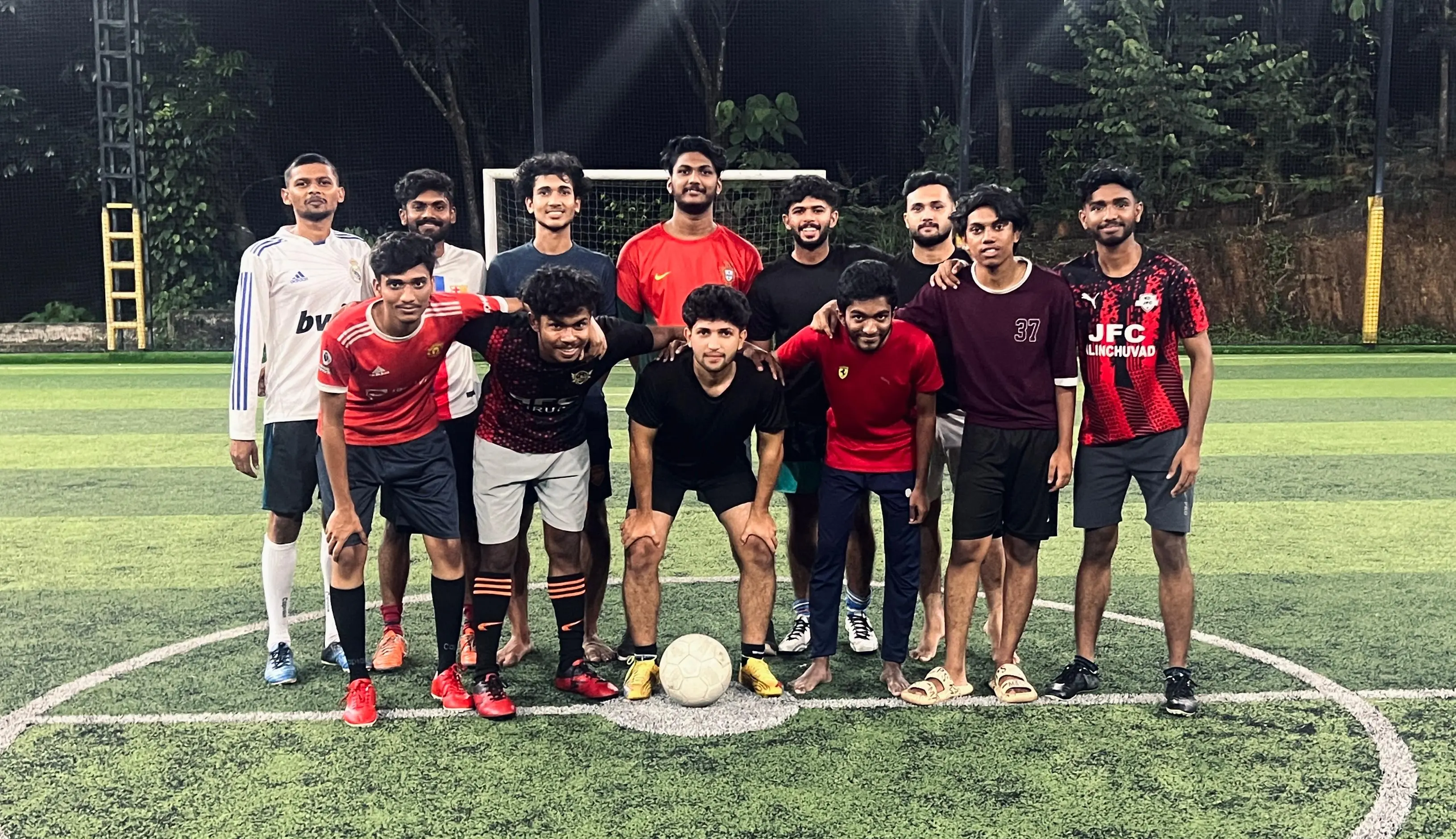 Football match with the team